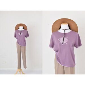 Vintage 90s Crosstich Mauve‎ Knit Top size M